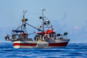 Norwegian hook line fishing vessel Sustainable Commercial hook line fishing vessel in Norwegian fjord